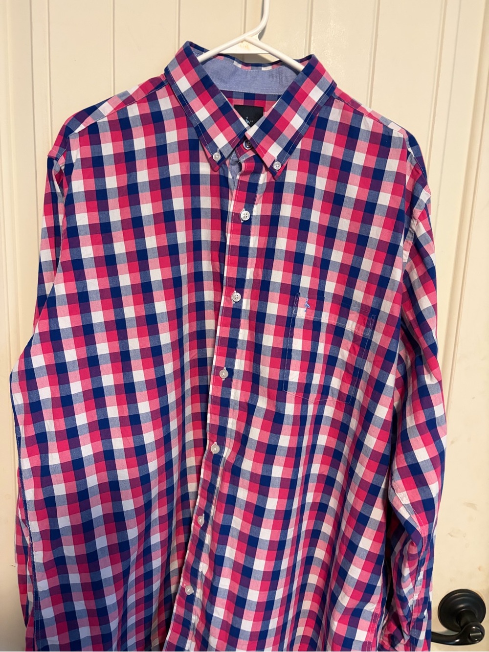 Tailorbyrd Pink and Blue Plaid Button-Down Shirt